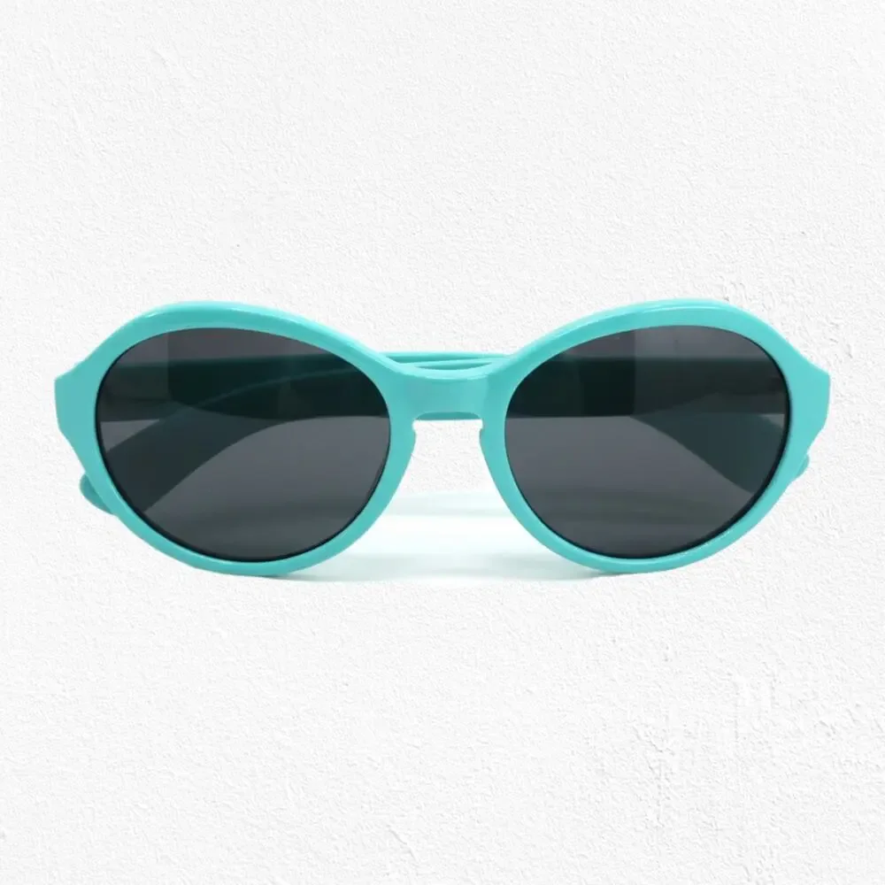 1960s Vintage Aqua Blue Mod Sunglasses Riveted Round Frame Retro Mod Eyewear